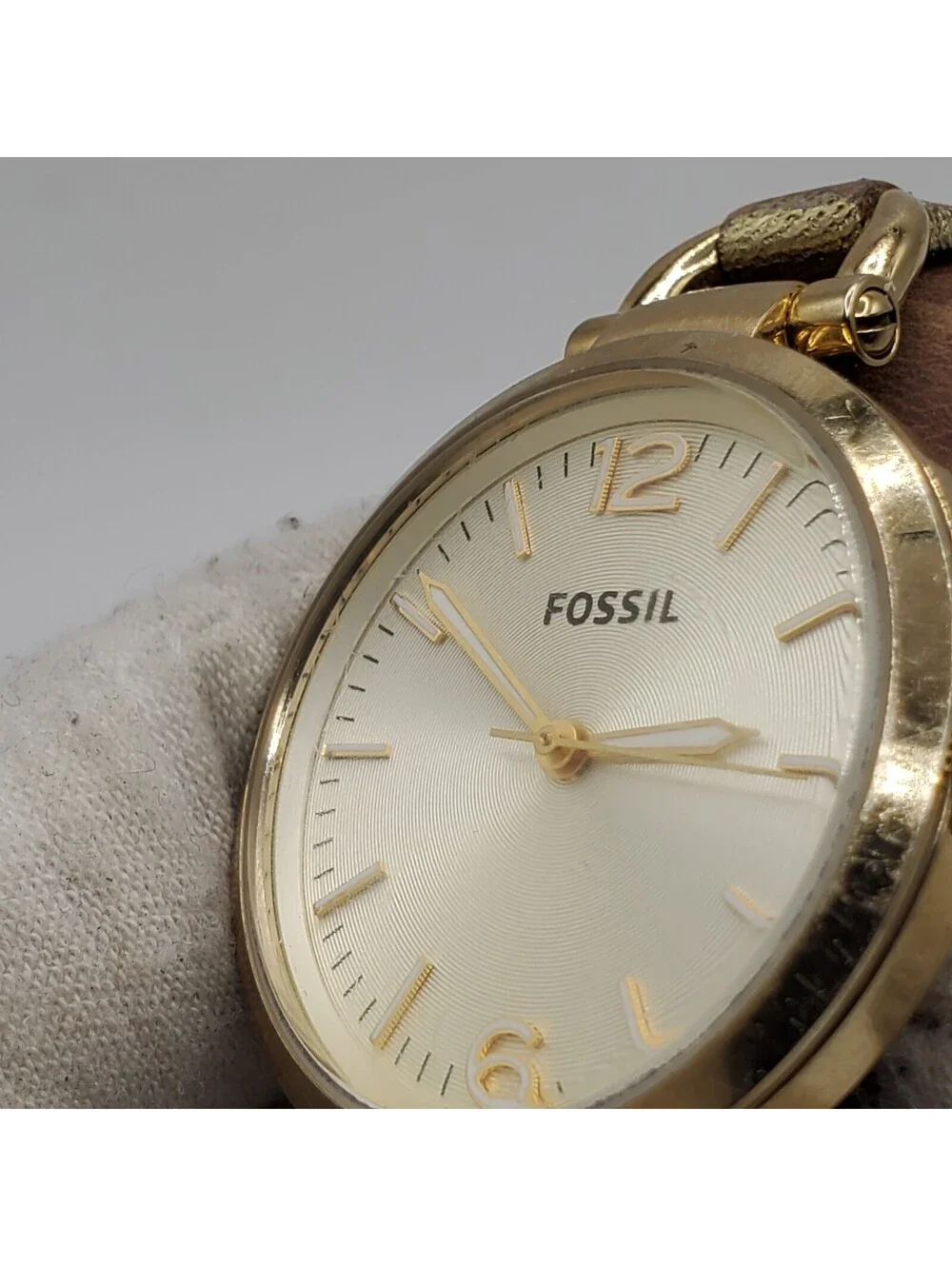 Fossil Georgia Womens Watch 32mm Gold Tone New Battery